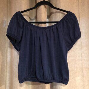 Navy Blue XL Crop Top Soft Stretchy Boho Bohemian Festival
